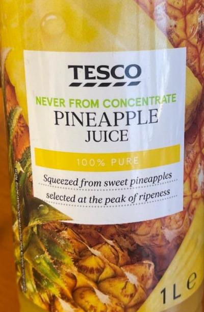 Fotografie - Pineapple Juice 100% pure Tesco