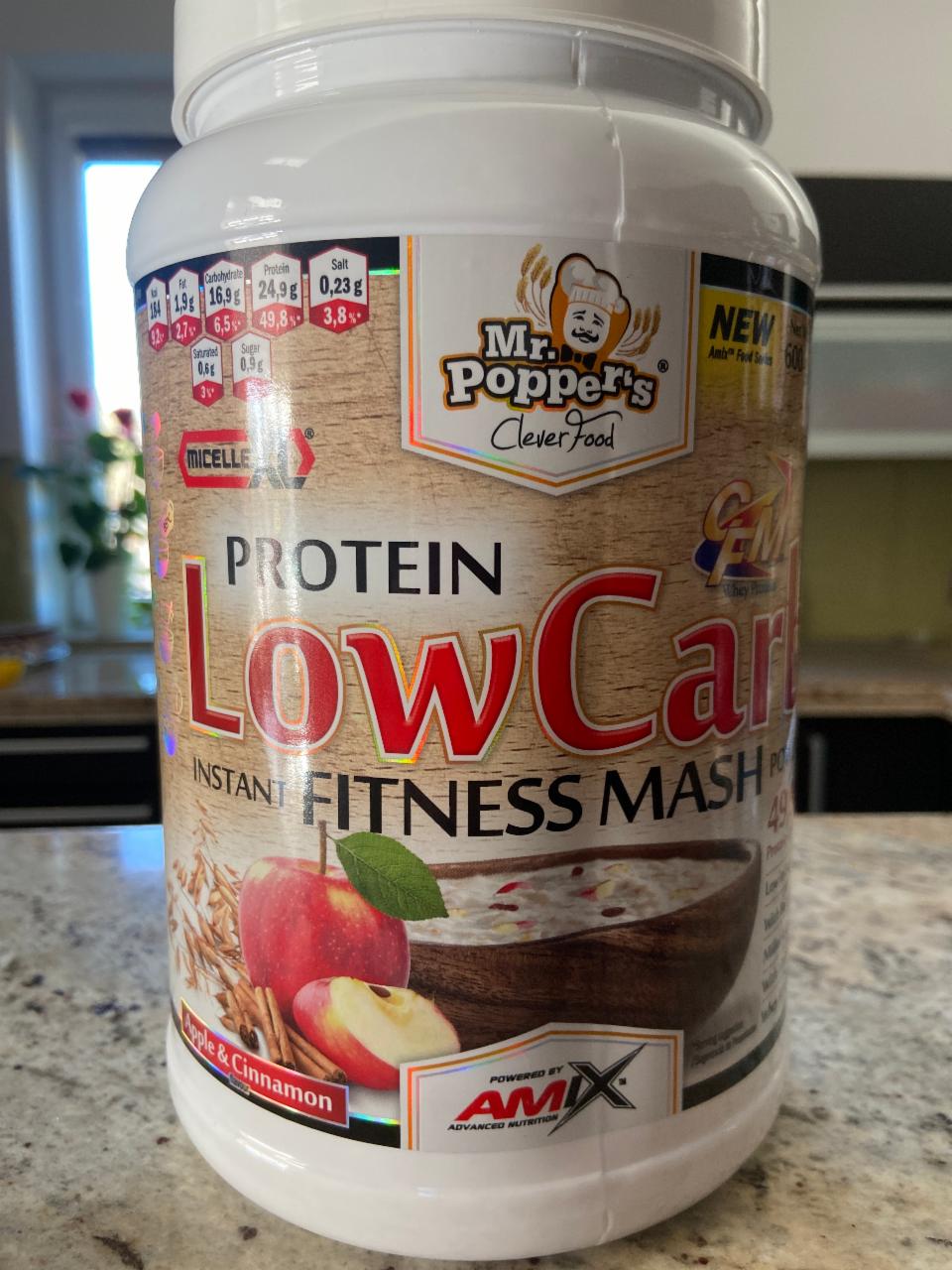 Fotografie - Protein Low carb instant fitness mash Apple & Cinnamon Amix Mr. Popper's