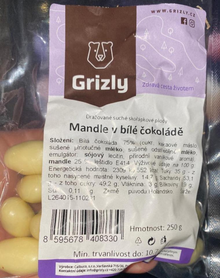 Fotografie - Mandle v bílé čokoláde Grizly