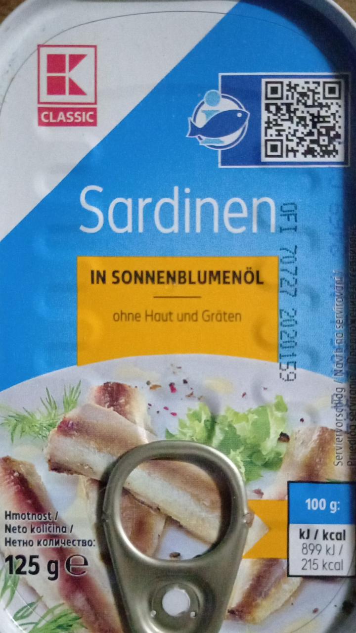 Fotografie - Sardinen in Sonnenblumenöl ohne Haut und Gräten K-Classic