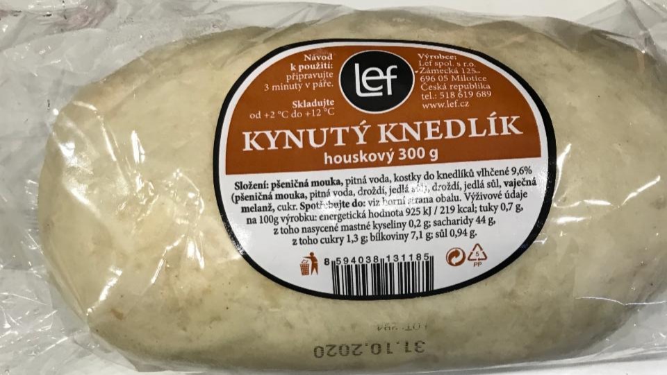 Fotografie - kynutý knedlík houskový Lef