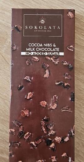 Fotografie - Cocoa nibs & milk chocolate no added sugar Sokolata Agapitos