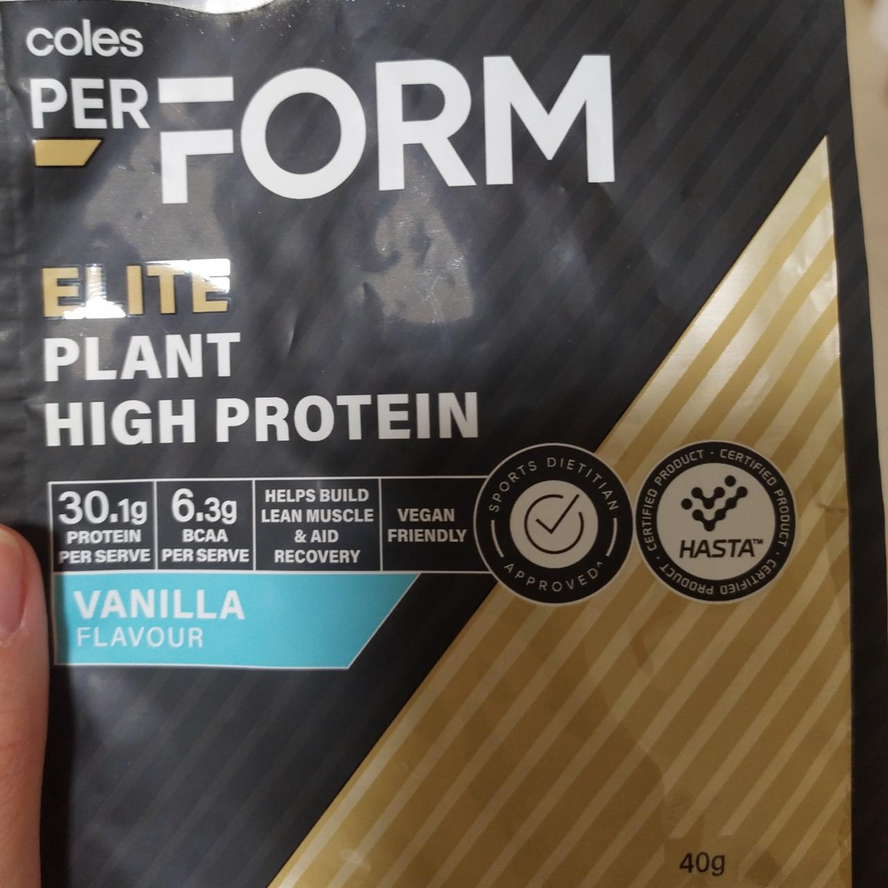 Fotografie - PerForm Elite plant high protein Vanilla flavour Coles