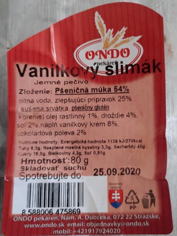 Fotografie - vanilkovy slimak Ondo pekaren