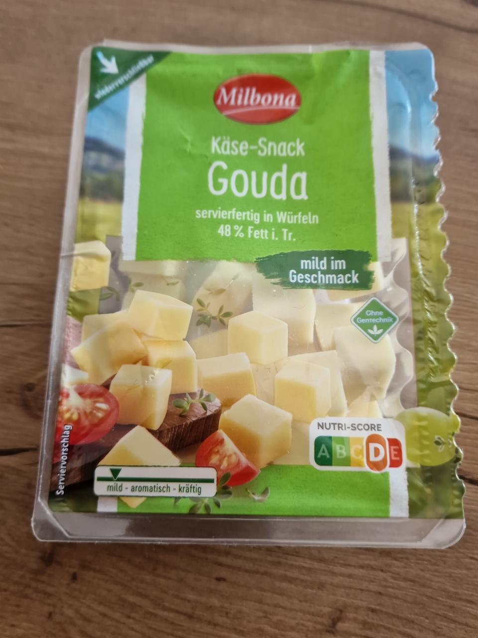 Käse-Snack Gouda Milbona - kalórie, kJ a nutričné hodnoty