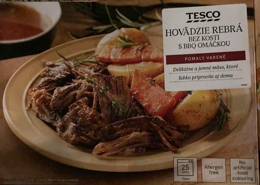 Fotografie - hovädzie rebrá bez kosti s bbq omáčkou Tesco