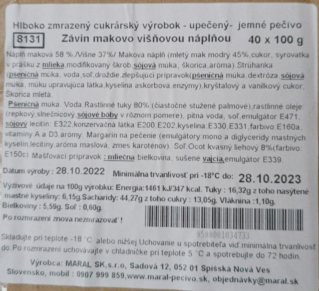 Fotografie - Závin s makovo višňovou náplňou Maral SK