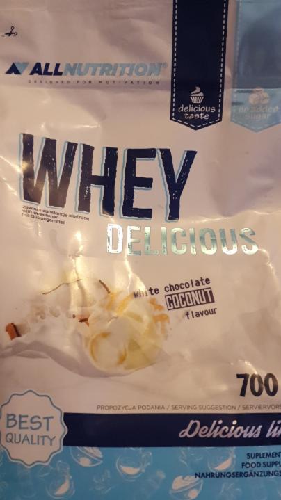 Fotografie - Whey delicious white chocolate coconut Allnutrition