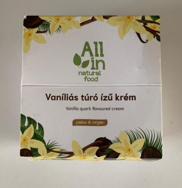 Fotografie - All in natural food Vanilla Quark Flavoured Cream