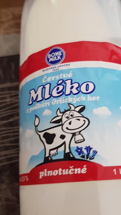 Fotografie - mléko plnotučné čerstvé z Orlických hor Bohemilk