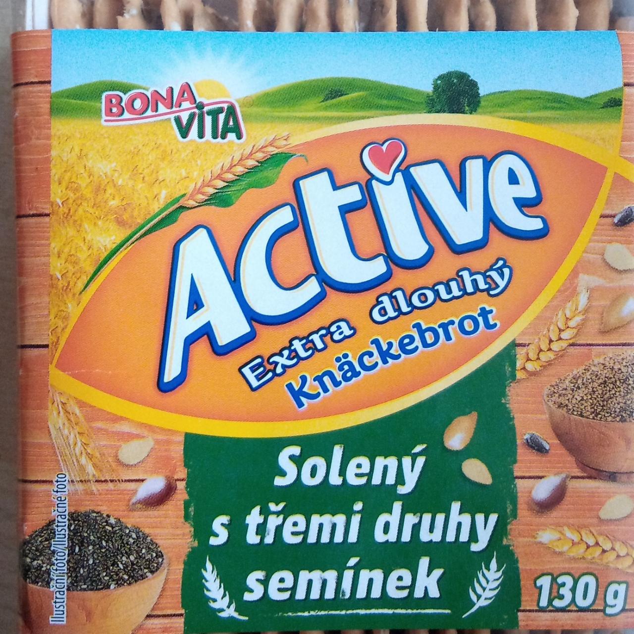 Fotografie - Active Extra dlouhý Knňckerbrot Solený s třemi druhy semínek Bonavita