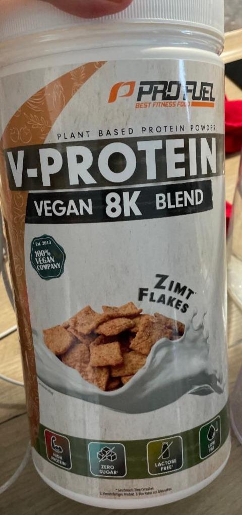 Fotografie - V-Protein Vegan 8K Blend Zimt flakes Pro Fuel