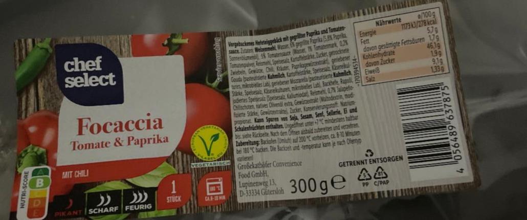 Fotografie - Focaccia Tomate & Paprika mit chili CHef Select