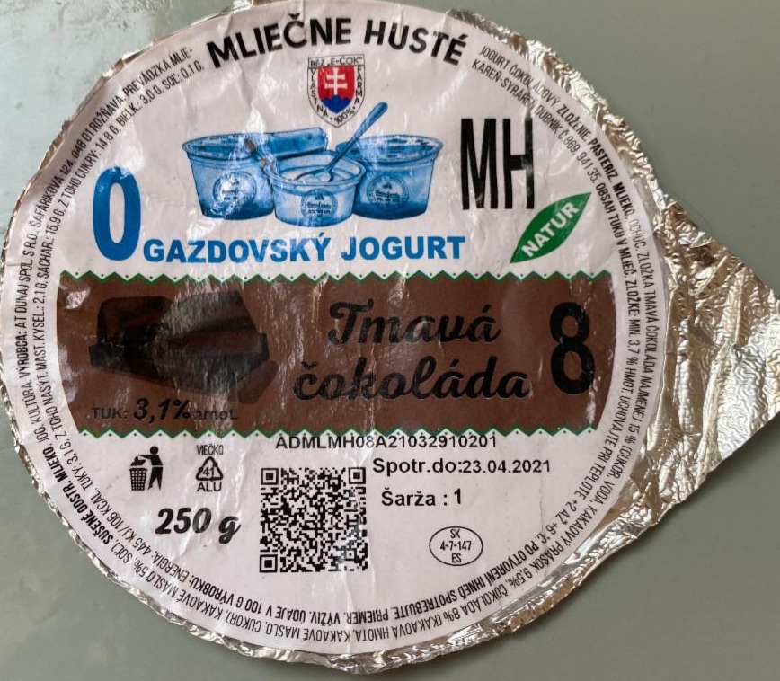 Fotografie - Gazdovský jogurt Tmavá čokoláda 3,1% tuku Farmfoods