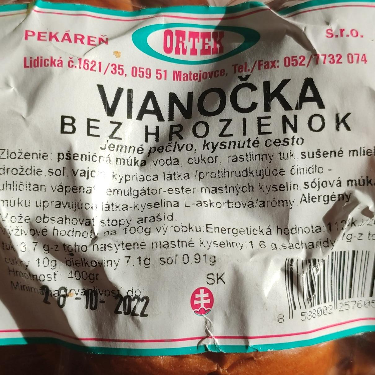 Fotografie - Vianočka bez hrozienok Ortek