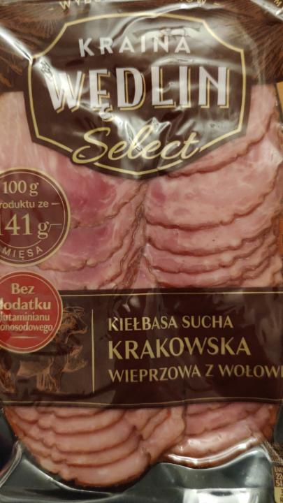 Fotografie - Kiełbasą sucha Krakowska wieprzowa z wołowiną Kraina Wędlin 
