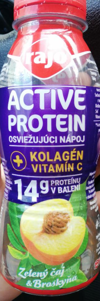 Fotografie - Rajo Active Protein osviežujúci nápoj Zelený čaj & Broskyňa 