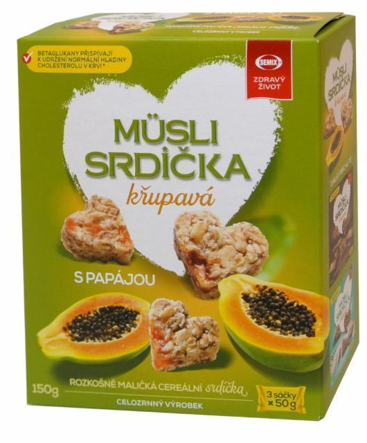 Fotografie - Müsli srdíčka křupavá s papájou Semix