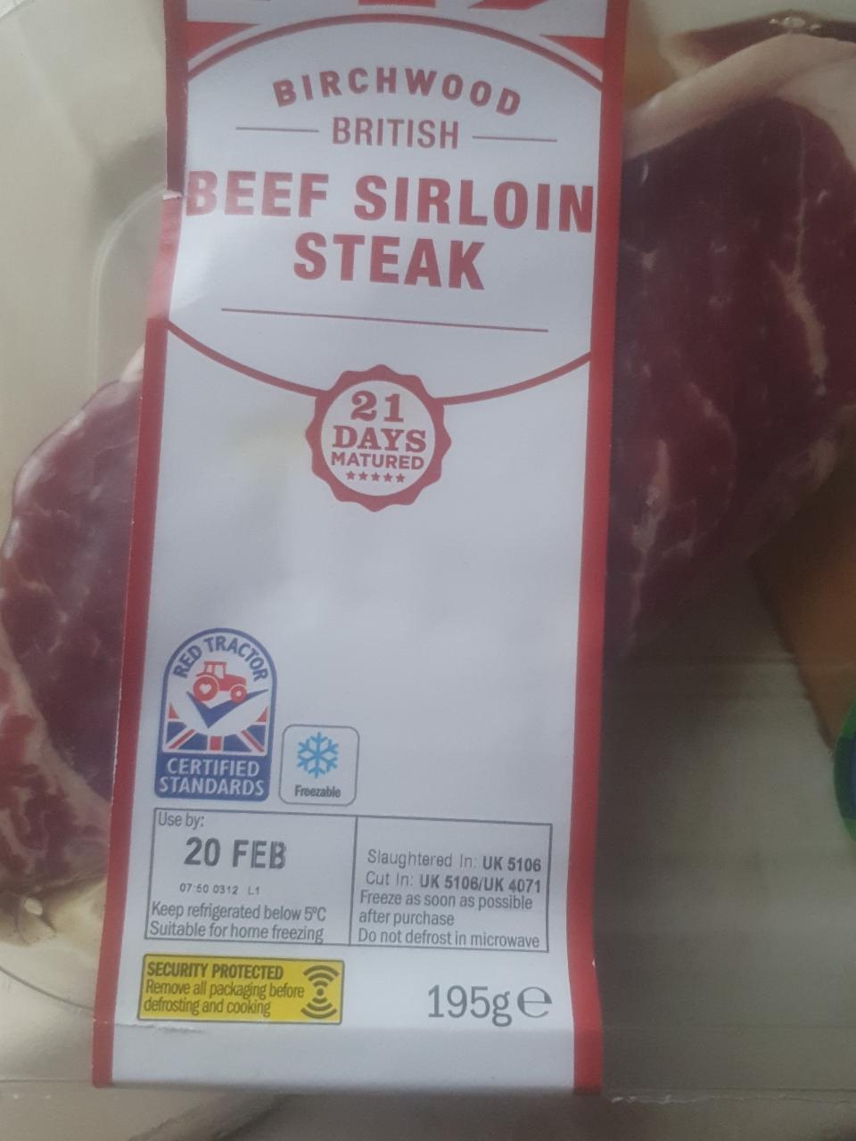 Fotografie - Beef sirloin steak Birchwood