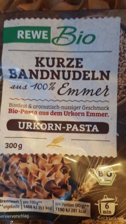 Fotografie - Kurze Bandnudeln aus 100% Emmer Rewe Bio