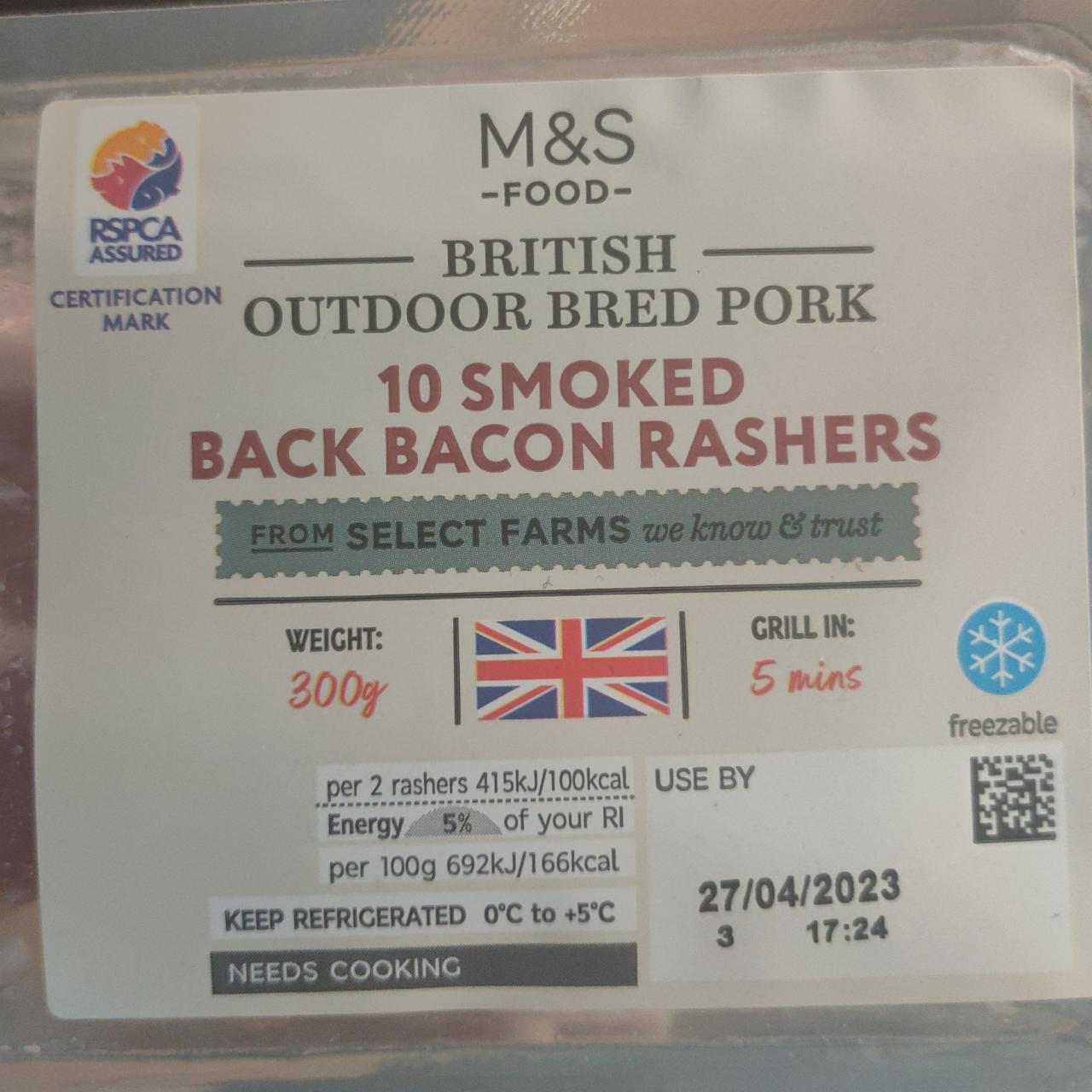 Fotografie - 10 Smoked Back Bacon Rashers M&S