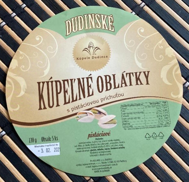 Fotografie - Dudinské kúpeľné oblátky pistáciové