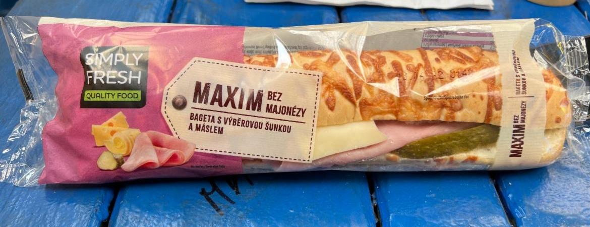 Fotografie - Maxim bez majonézy Bageta s výběrovou šunkou a máslem Simply Fresh