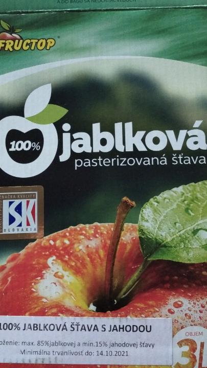 Fotografie - Jablková šťava s jahodou 100% Fructop
