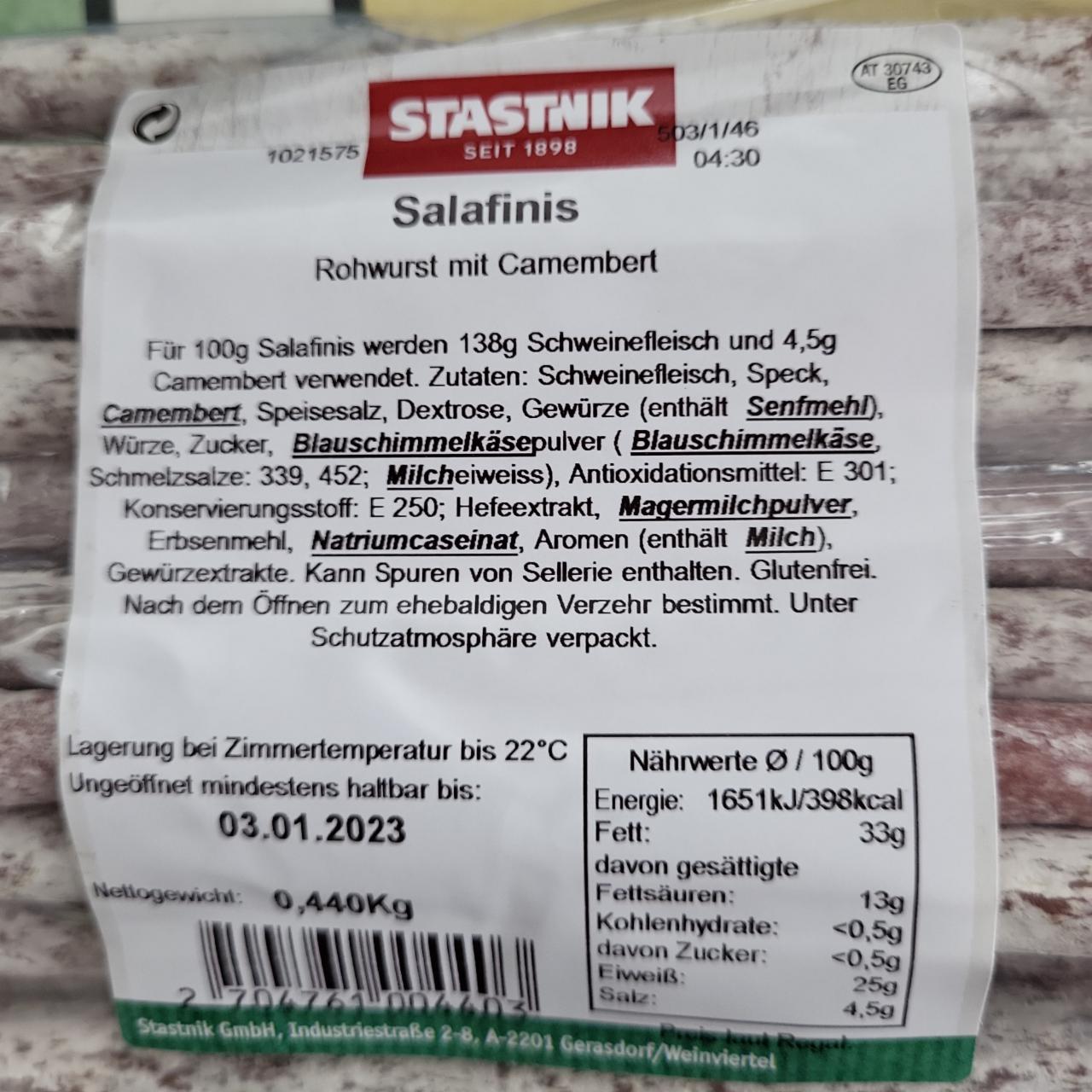 Fotografie - Salafinis Rohwurst mit Camembert Stastnik
