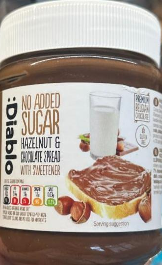 Fotografie - diablo no added sugar huzelnut spread