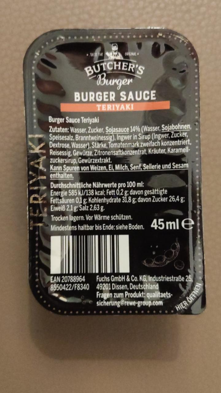 Fotografie - butcher s burger sauce teryiaki