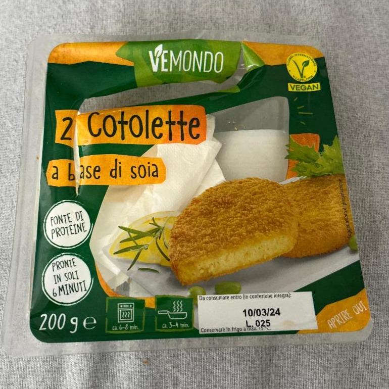 Fotografie - 2 Cotolette a base di soia Vemondo