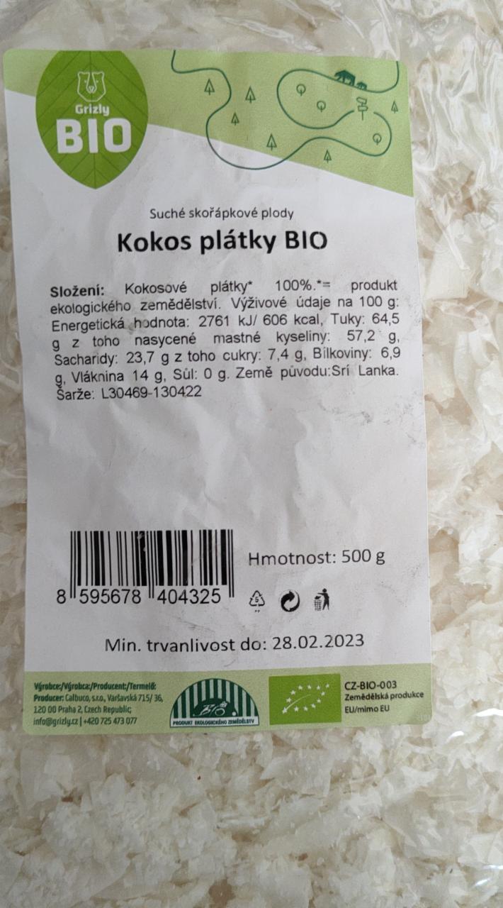 Fotografie - Kokos plátky BIO Grizly