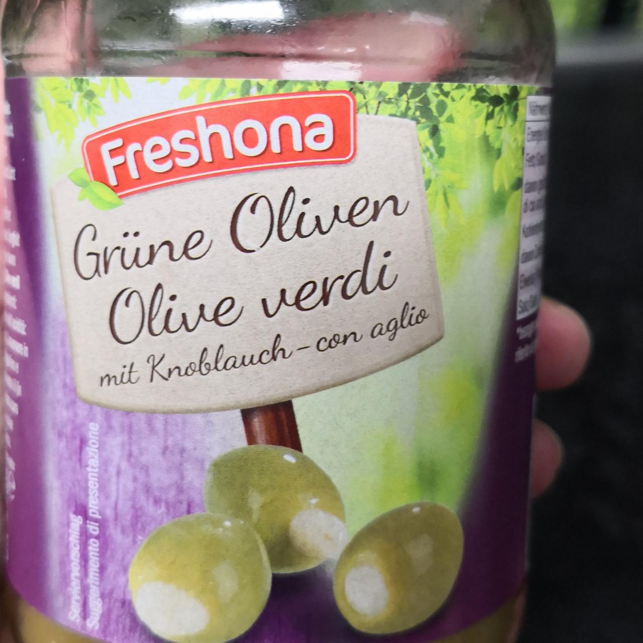 Fotografie - Grüne Oliven mit Knoblauch - con aglio Freshona