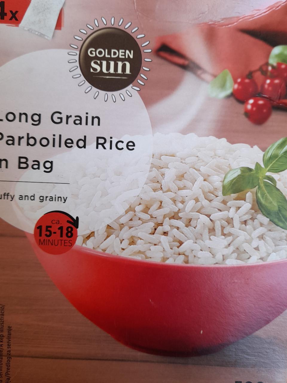 Fotografie - Long grain parboiled Rice in bag Golden sun