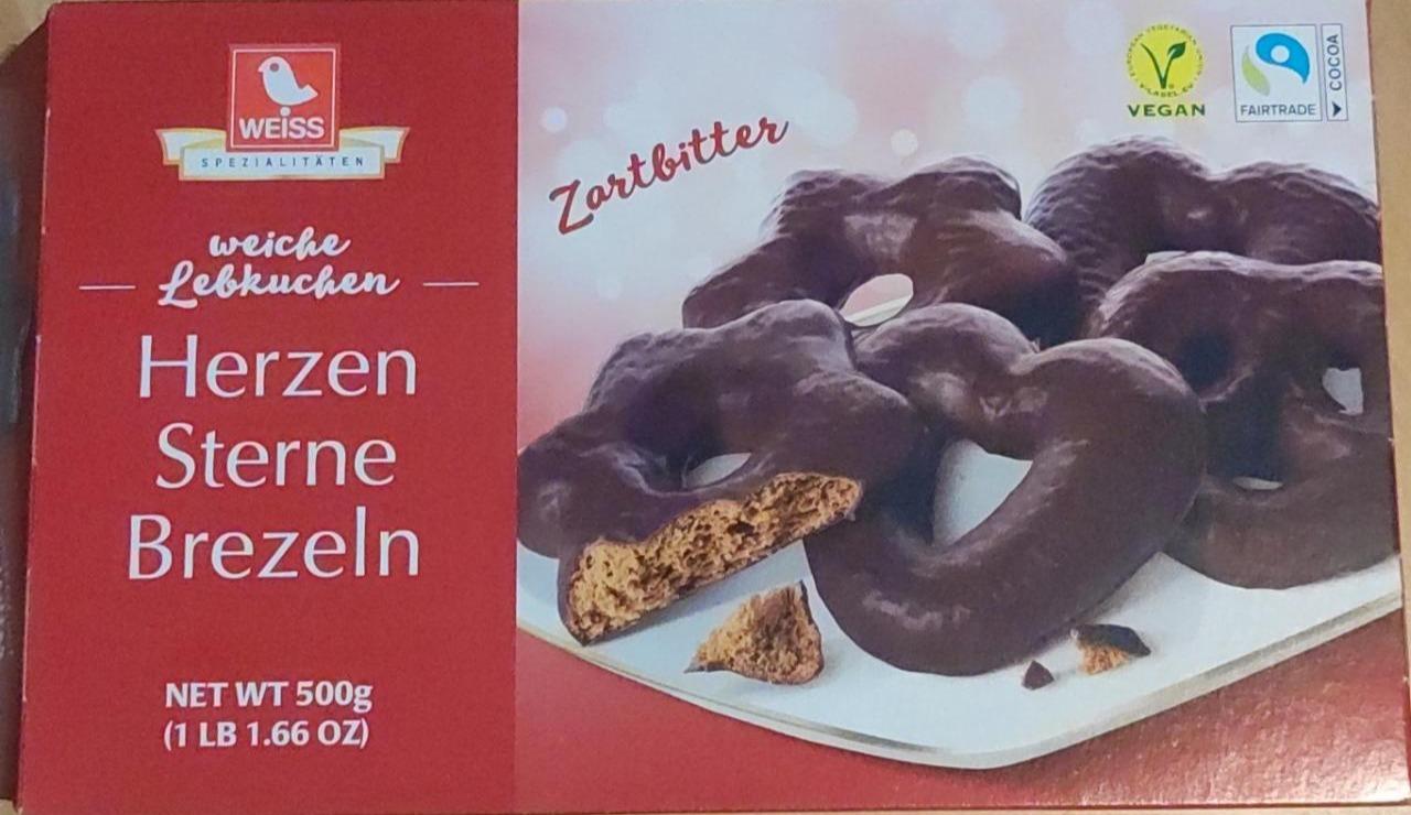 Fotografie - Weiche Lebkuchen Herzen Sterne Brezeln Weiss