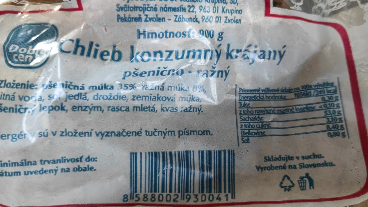 Fotografie - Chlieb konzumný krájaný pšenično - ražný Coop Dobrá cena