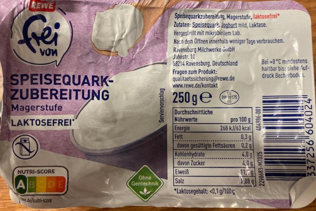 Fotografie - Speisequark-zubereitung Laktosefrei Rewe frei von