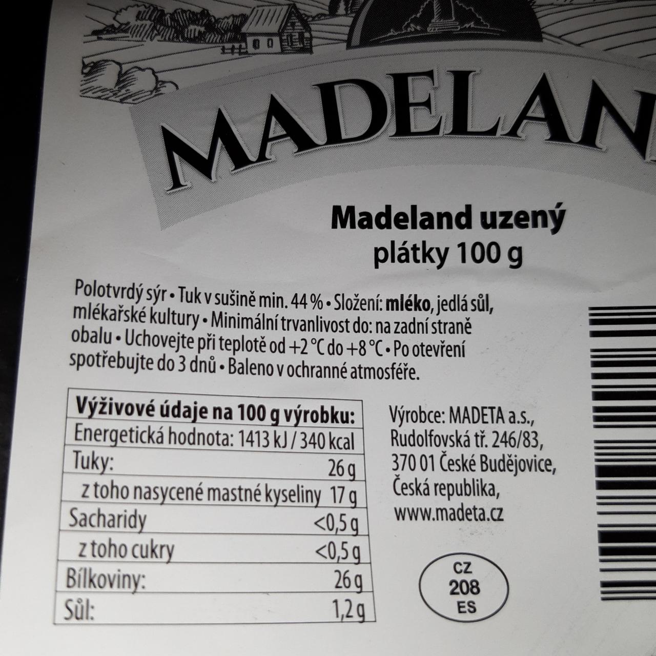 Fotografie - Madeland údený 44% plátky Madeta