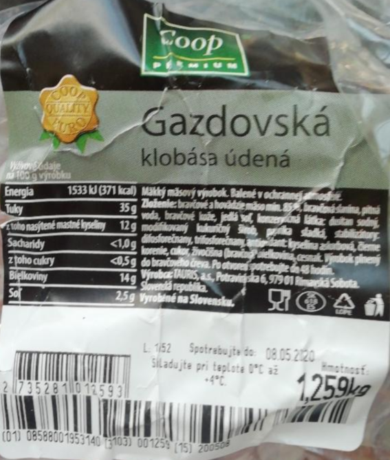 Fotografie - Coop Gazdovská klobása údená