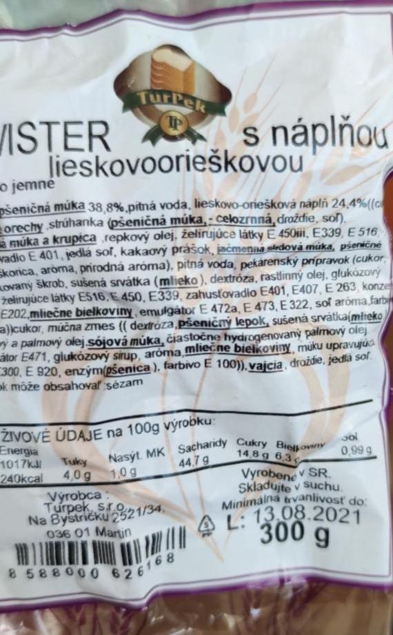 Fotografie - Twister s náplňou lieskovoorieškovou TurPek