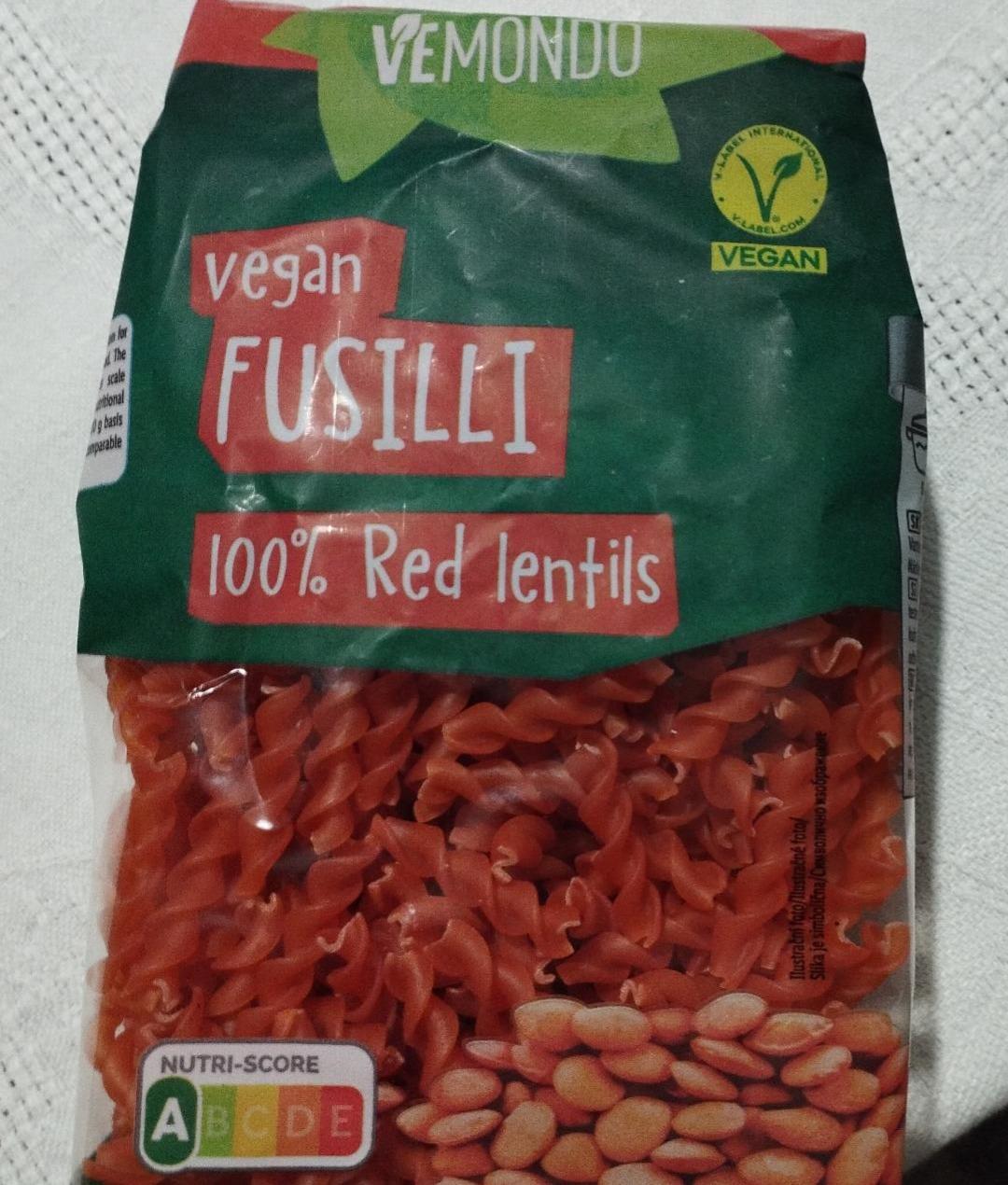 Fotografie - Vegan Fusilli 100% Red lentils Vemondo