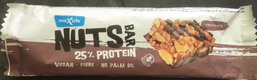 Fotografie - Nuts bar 25% protein Chocolate MaxLife