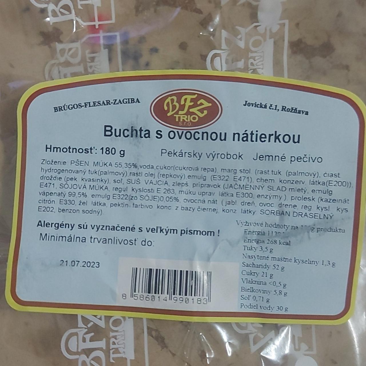 Fotografie - Buchta s ovocnou nátierkou BFZ Trio