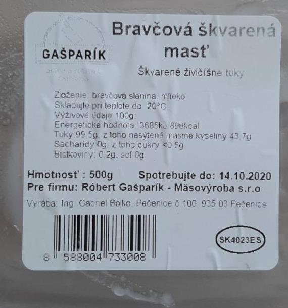 Fotografie - Bravčová skvarena mast Gašparík