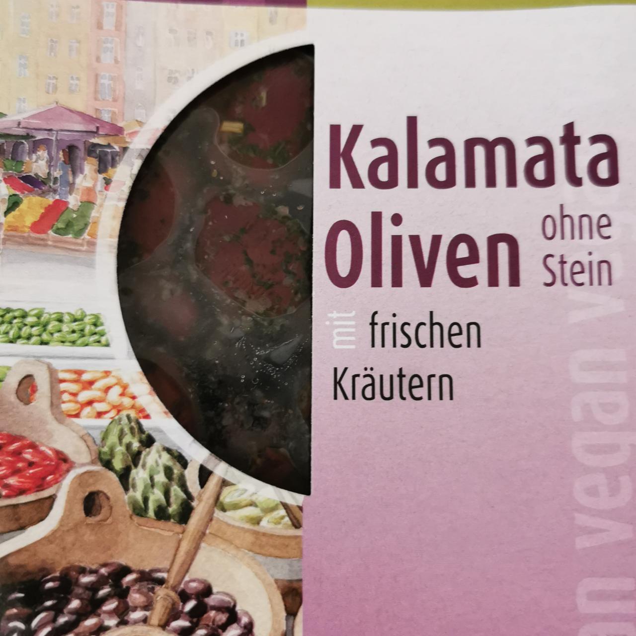 Fotografie - Bio-verde Kalamata oliven ohne Stein mit frischen Krautern