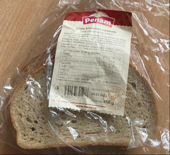 Fotografie - chlieb konzumný s rascou Penam
