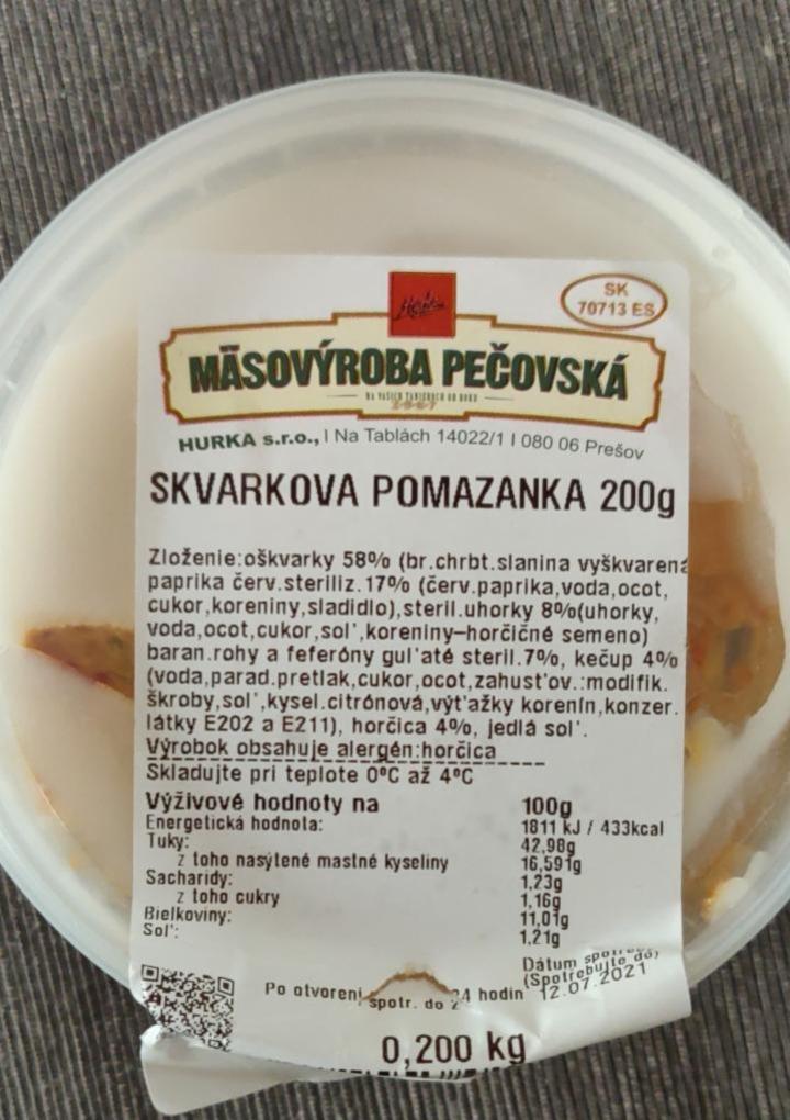Fotografie - Škvarková pomazánka Mäsovýroba Pečovská