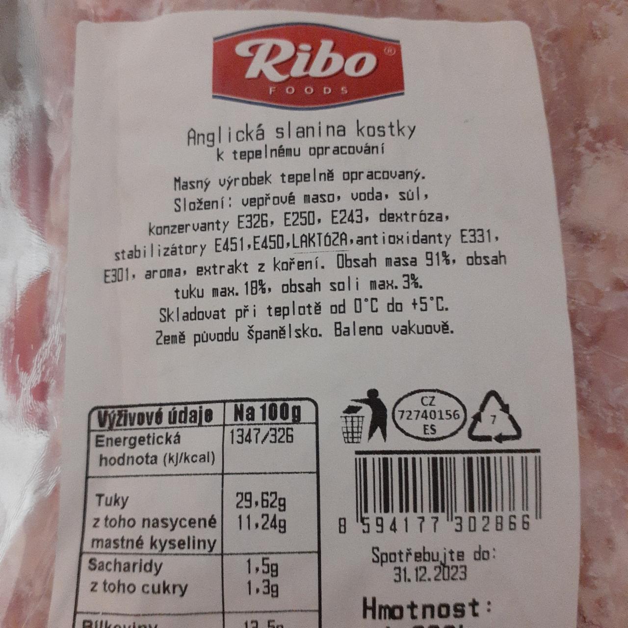 Fotografie - Anglická slanina kostky Ribo foods