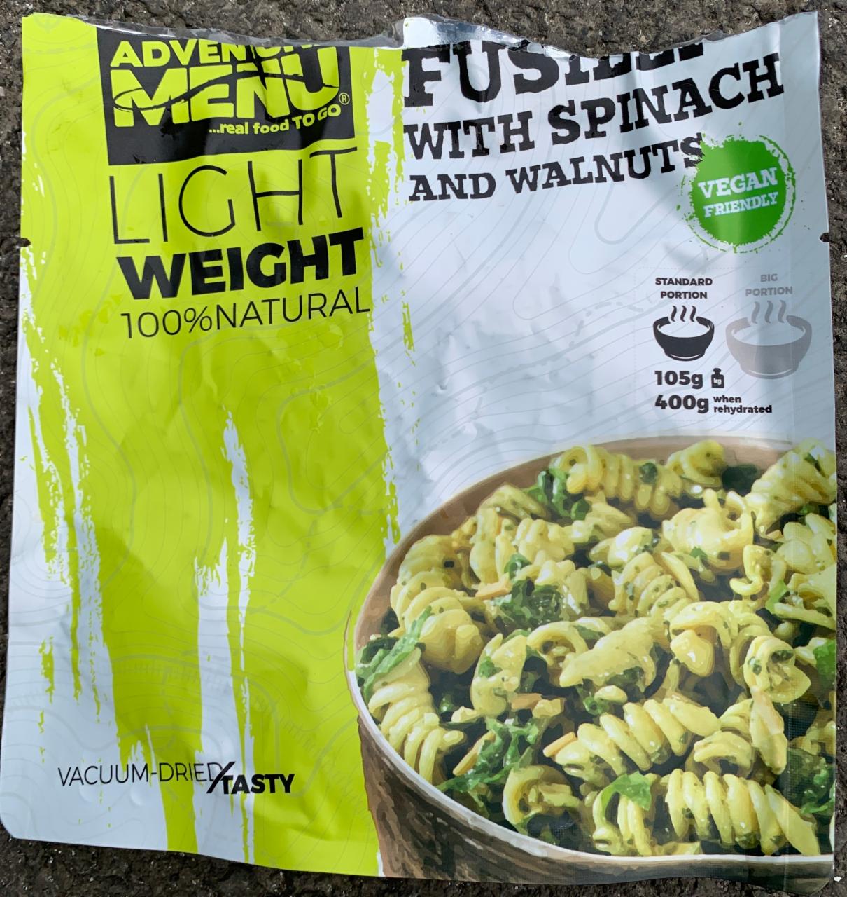 Fotografie - Fusilli with spinach and walnuts Adventure Menu
